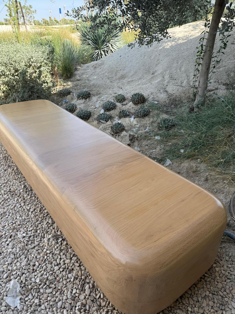 Custom carved wooden bench